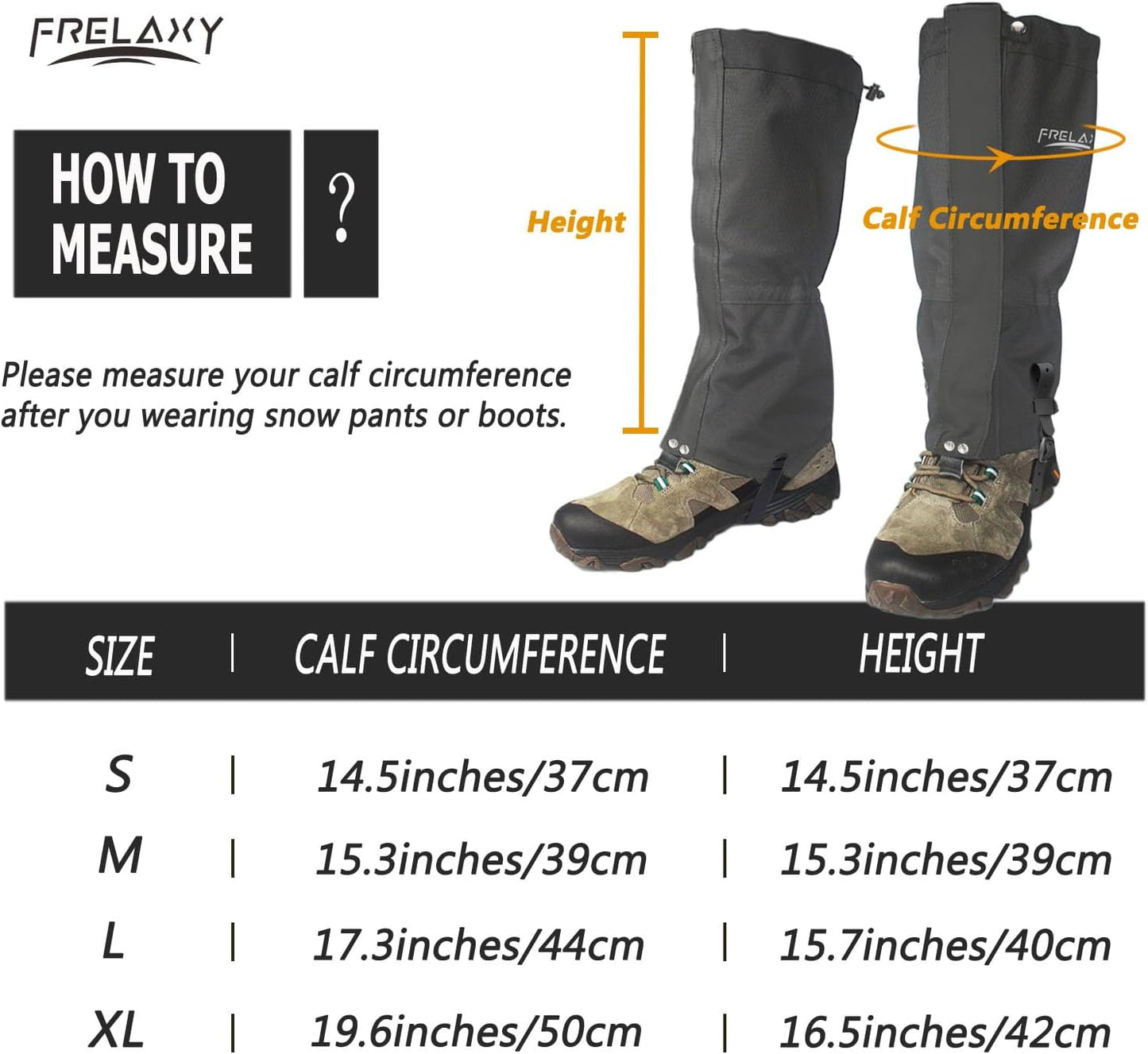 Frelaxy Ultra High-Performance Hunting Leg Gaiters - 100% Waterproof with Adjustable Rubber Foot Strap | Perfect for Hiking & Snow