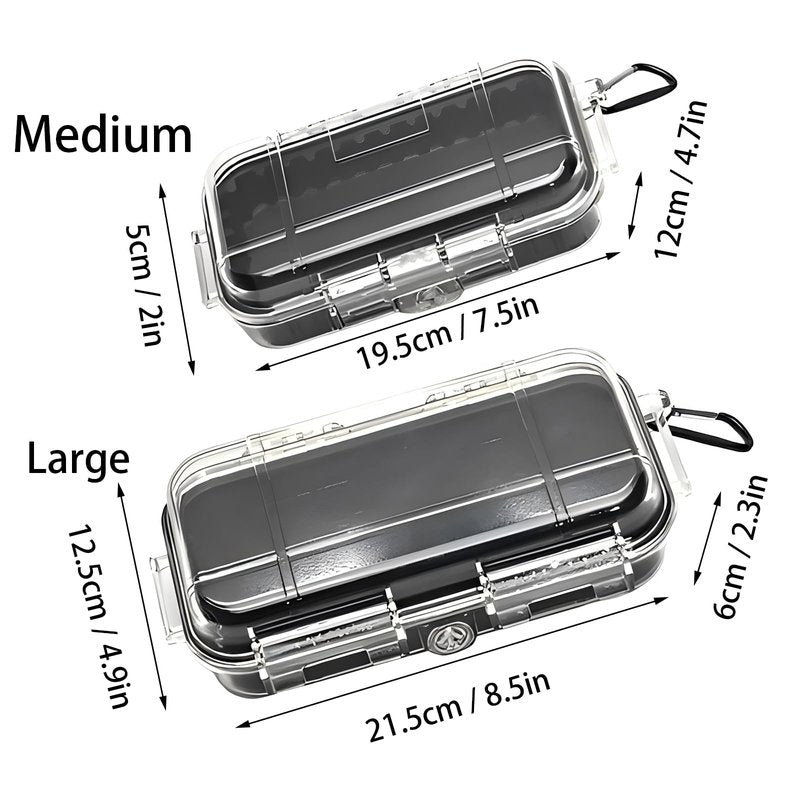 Aufgehen Waterproof Storage Case, Outdoor Sports Survival Equipment Sealed Box Dustproof Pressure Proof Dry Boxes for EDC Tools, Phone, Keys, Clear, New professional Sealed Box (Medium)