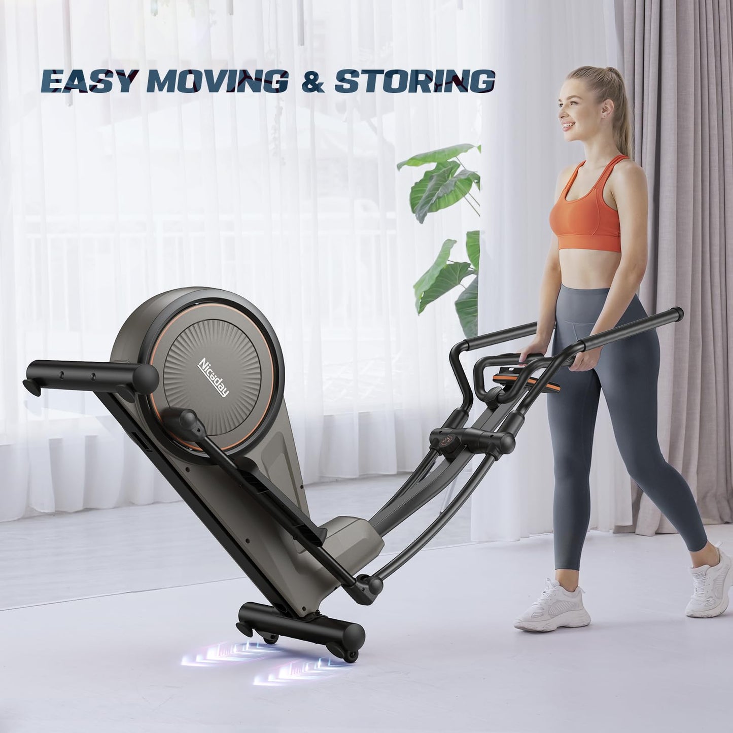 Niceday Elliptical Machine, Elliptical Exercise Machine for Home Use with Hyper-Quiet Magnetic Driving System,18IN Stride, 16 Resistance Levels, 400LBS Loading Capacity, App Supported