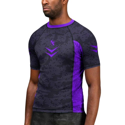 Hayabusa Ranked BJJ Rash Guards for Men Short Sleeve - Purple, X-Small