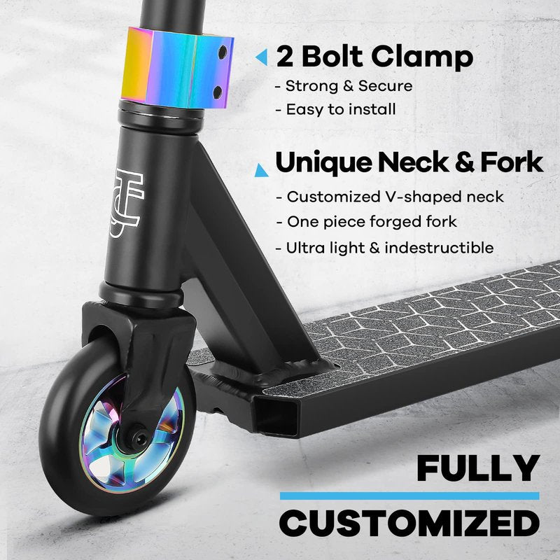 V2 Pro Trick Scooters, Stunt Scooter for Kids Ages 6-12 Years and Teens - Complete Beginner and Intermediate Freestyle BMX Scooter (Neo)