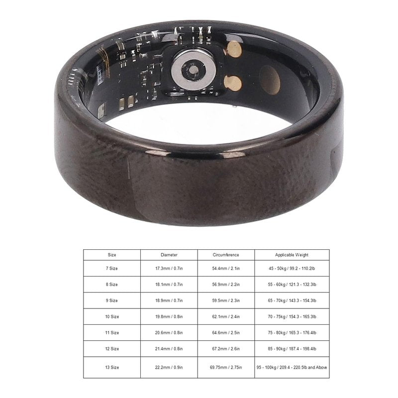 Fitness Tracker Ring, Smart Ring with Step Counter Calorie Tracking Multiple Sport Modes Remote Care for Men Women (Black 9)
