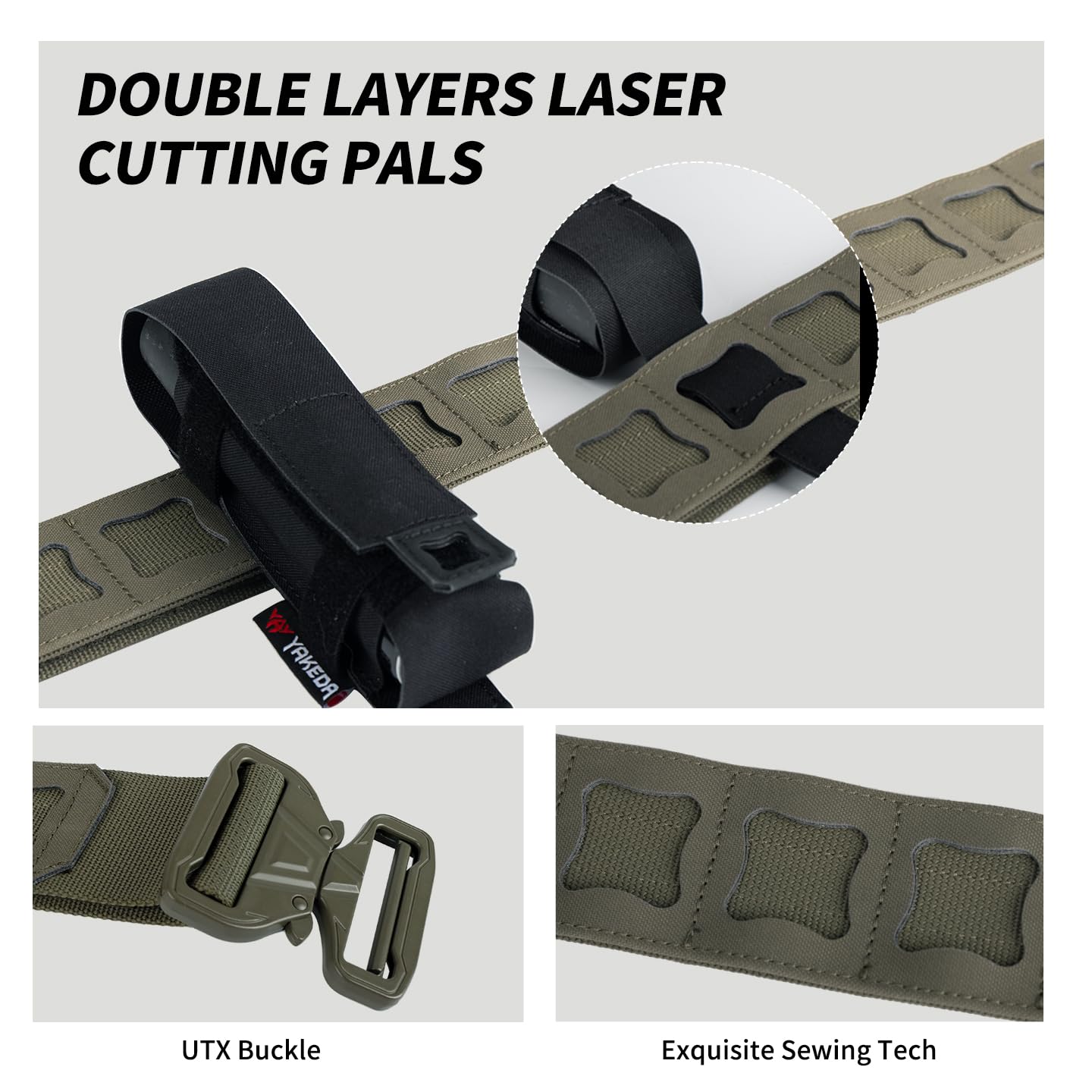 YAKEDA Tactical Battle Belt–Airsoft Reinfored Range Belt | Quick-Release Combat Ratchet Gun Belts for EDC, CCW (BK, L(34''-38''))