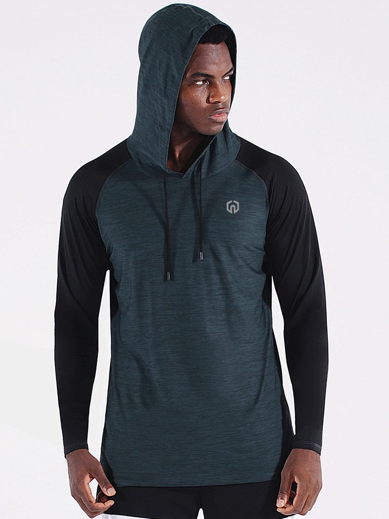 NELEUS Men's Running Shirt Long Sleeve Workout Shirts with Hoods,5102,3 Pack,Dark Grey/Slate Grey/Red,XX-Large