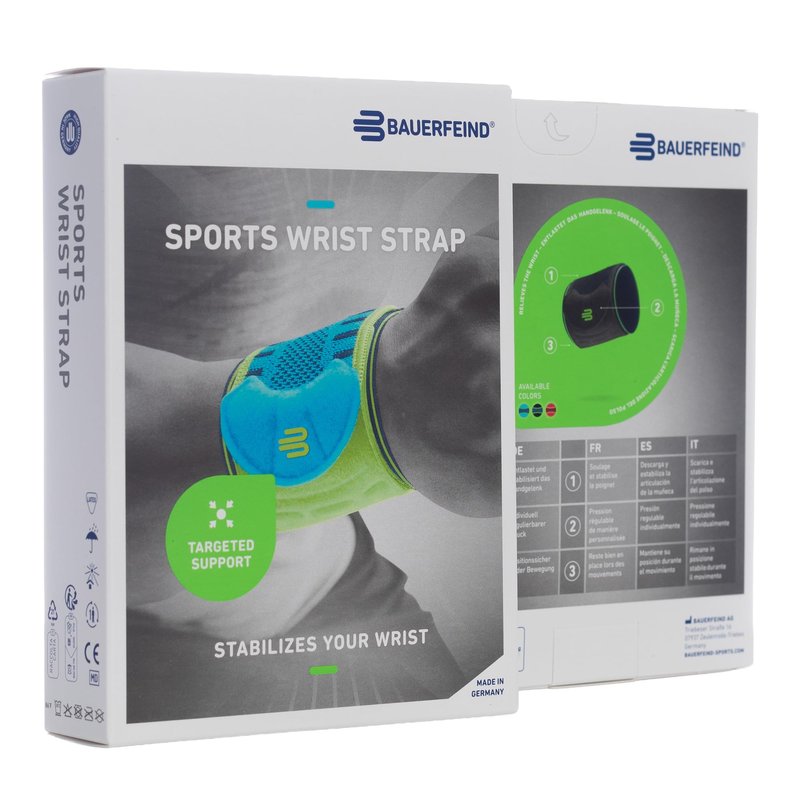 Bauerfeind Sports Wrist Strap - German Engineered Wrist Compression Support for Weightlifting, Crossfit, Tennis, Lifting - Adjustable Tightness Brace with 3D Airknit Fabric - 1 Per Box (Rivera, L/XL)