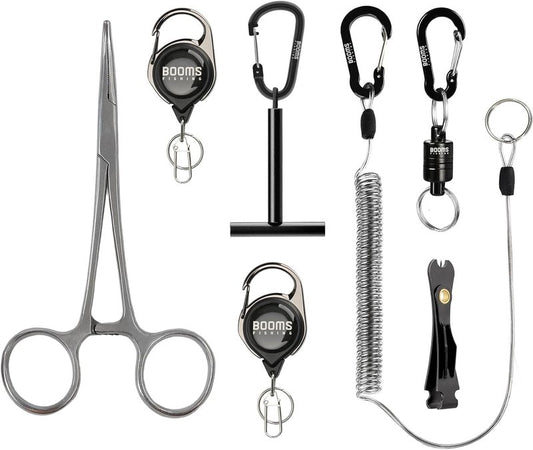Fly Fishing Tools Kit - 7 PCS Essential Gear with Knot Tool, Line Clipper, Magnetic Net Release & Tippet Holder | Durable & Compact