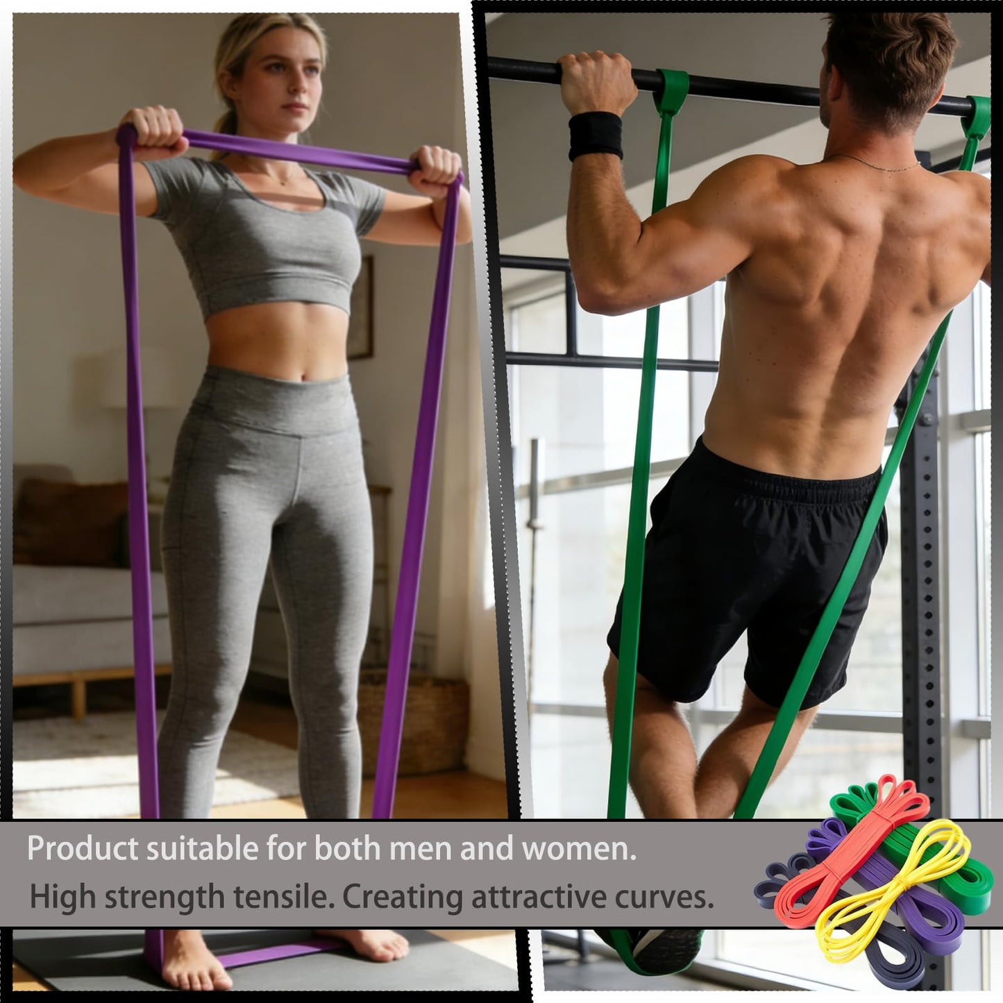 Aguhus Resistance Bands, Resistance Bands with Handles, Pull Up Assistance Bands Set for Men & Women, Stretch Bands for Exercise, Fitness, Physical Therapy, Stretch Workout Bands at Home, Gym