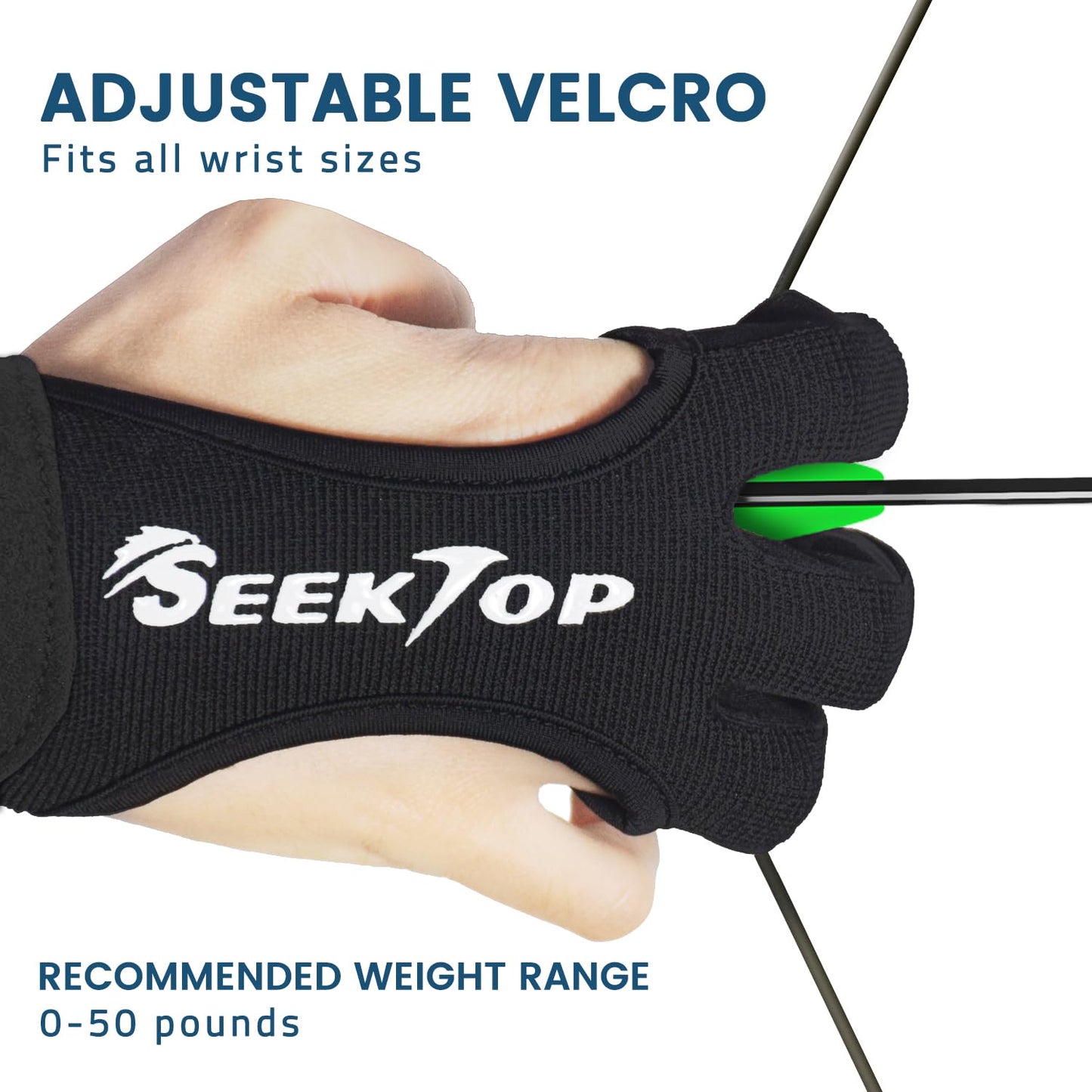 Seektop Archery Gloves Shooting Hunting Leather Three Finger Protector for Youth Adult Beginner - XL