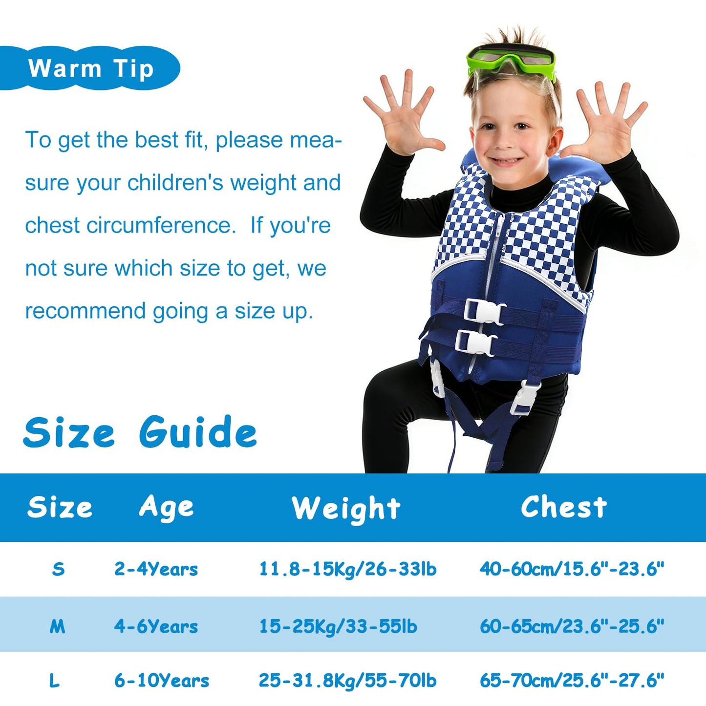 Chriffer Kids Swim Vest Life Jacket for 20-70 Pounds Boys and Girls, Zipper Style Easy On and Off, Floatation Life Jacket for 2, 3, 4, 5, 6, 7, 8, 9, 10 Years Old Beach Pool Water Park