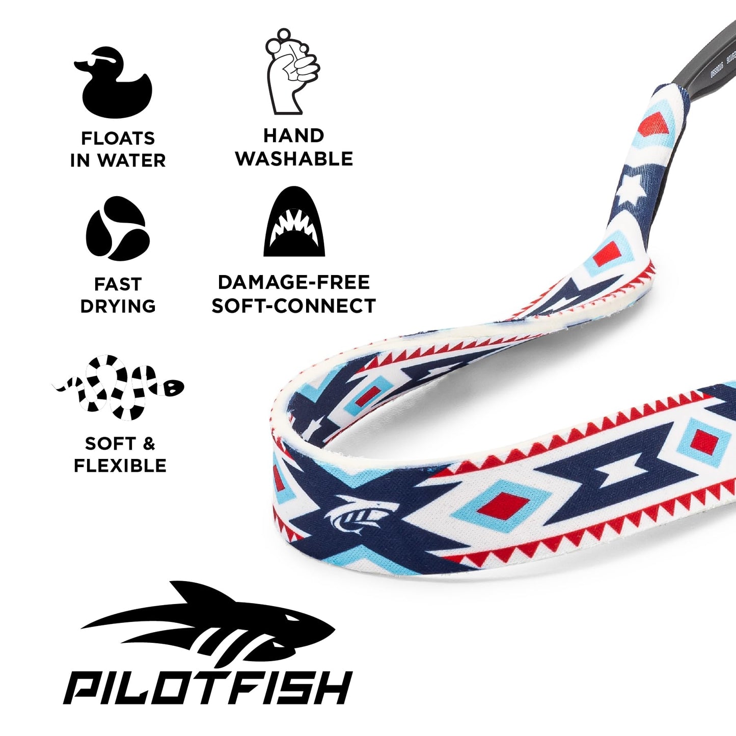 Pilotfish Neoprene Sunglasses Strap – Neoprene Eyewear Retainer, Secure Floating Sunglass Cord with Anti-Slip Ends