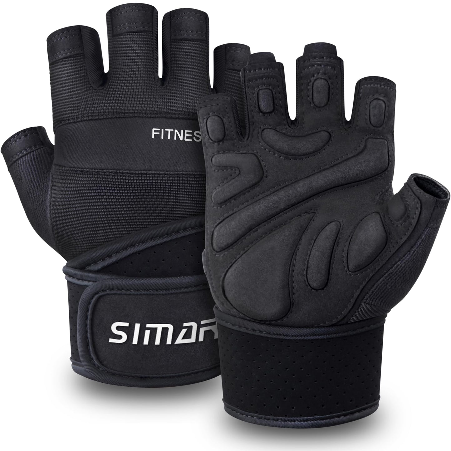 SIMARI Padded Workout Gloves for Men and Women, Ventilated Weight Lifting Gloves with Wrist Wraps Support, Full Palm Protection, Great Grip for Gym Training, Fitness, Weightlifting, Exercise