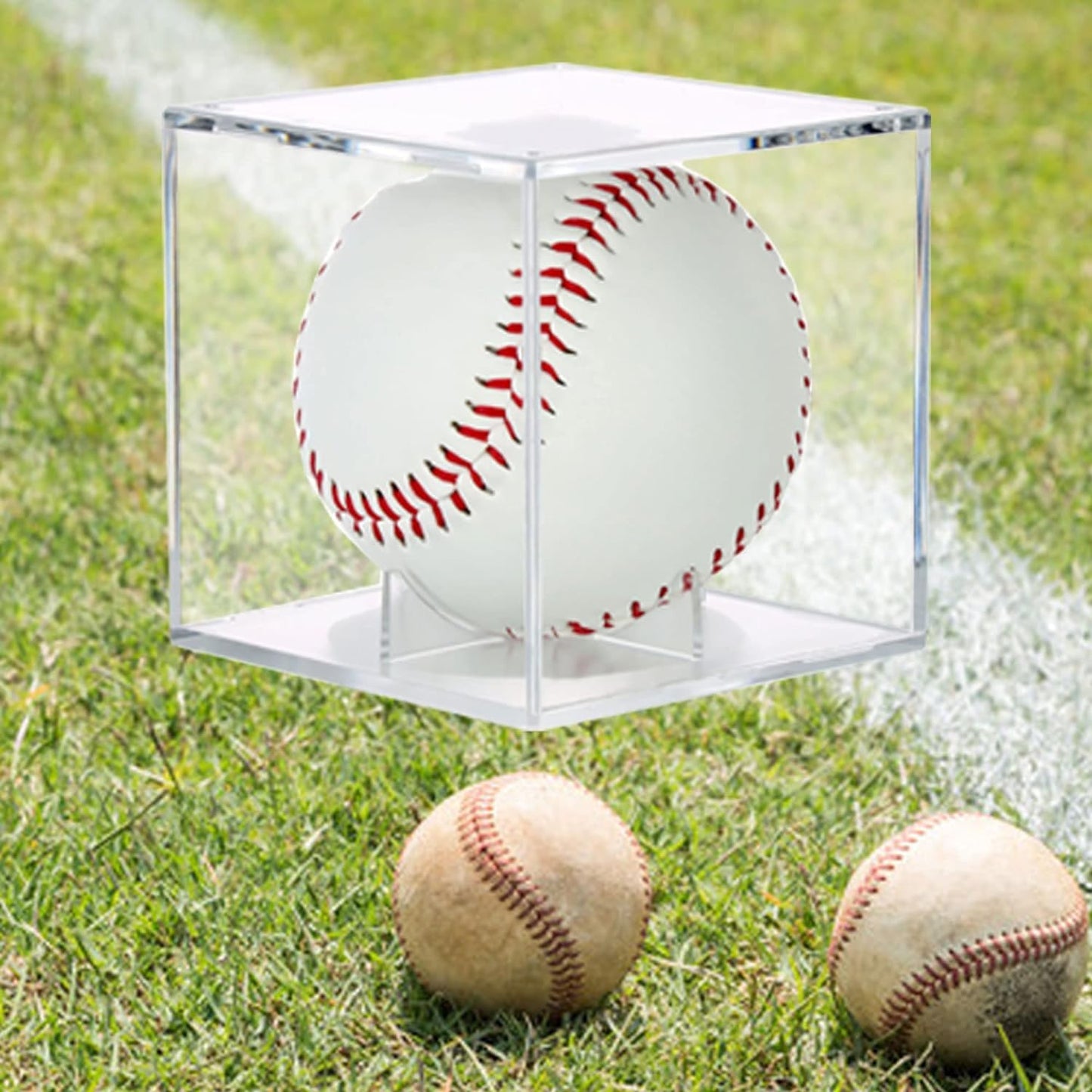 4 Pack Baseball Display Case,Baseball Box ,UV Protected Acrylic Square Baseball Holder, - for Official Size Ball