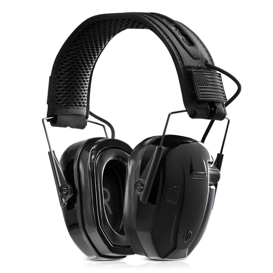 Savior Equipment Apollo Electronic Earmuffs For Shooting w/Gel Ear Pads, 24dB NRR, Noise Cancelling Ear Protection Headset (Black Chrome, 1-Pack)