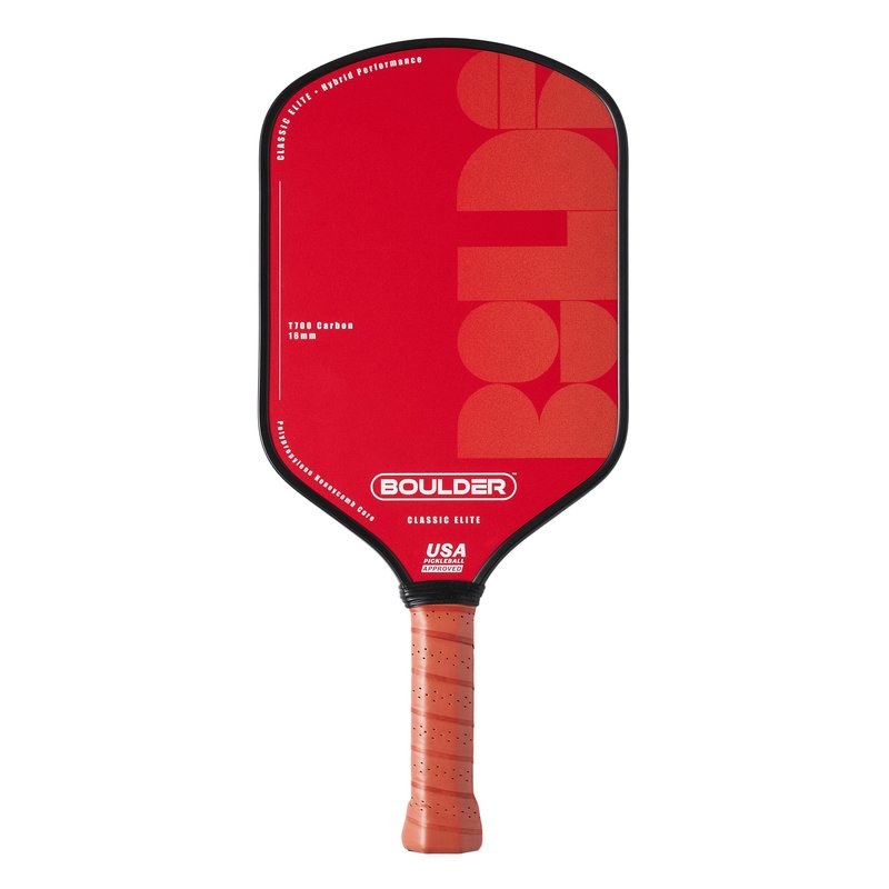 Boulder Pickleball Paddle - USAPA Approved - T700 Carbon Fiber Surface with Honeycomb Polymer Core - for Men Women Kids (Red)