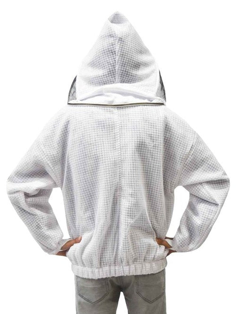 Ultimate Bee Store Ultra Ventilated Bee Jacket Beekeepers 3 Layer Beekeeping Jacket Sting Resistant Apiarist Jacket for Men & Women with Pair of Gloves (White Fencing Veil, Large)