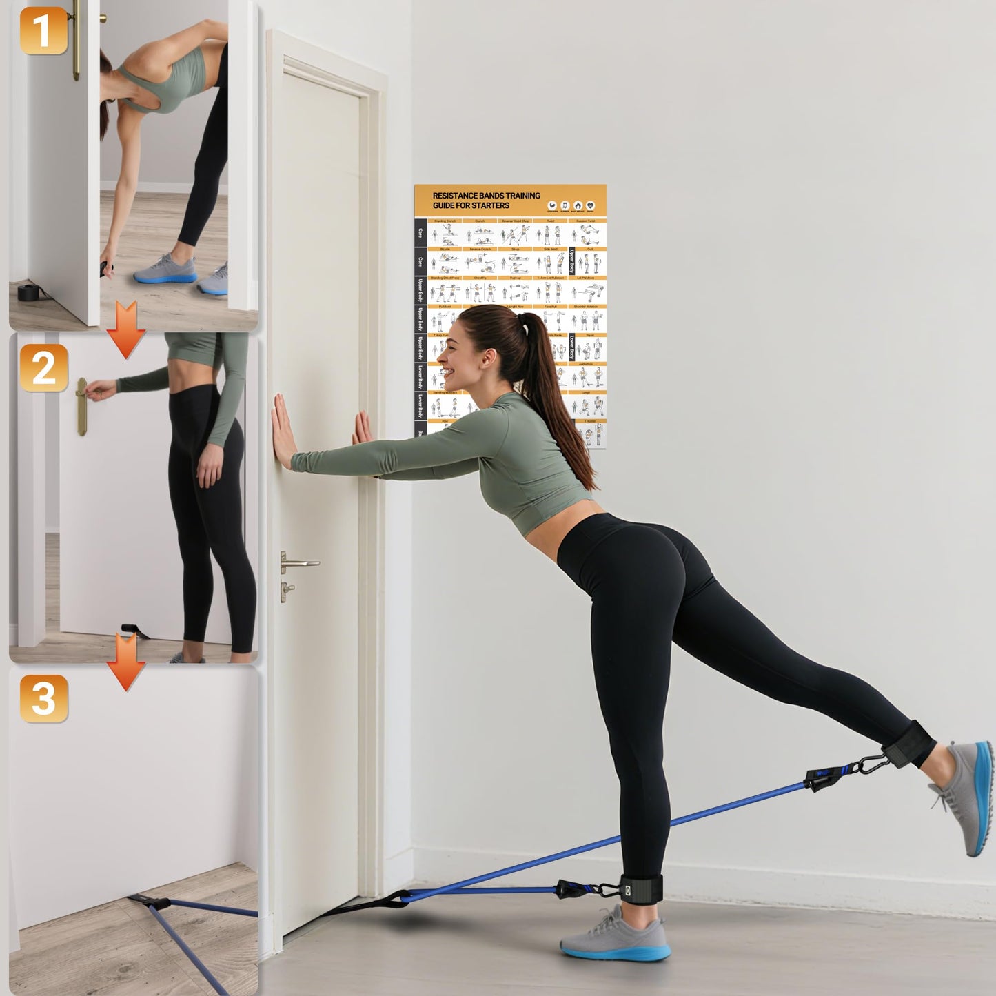 Readaeer Resistance Bands, Exercise Bands for Working Out, Work Out Bands with Handles for Men and Women for Indoor and Outdoor Sports