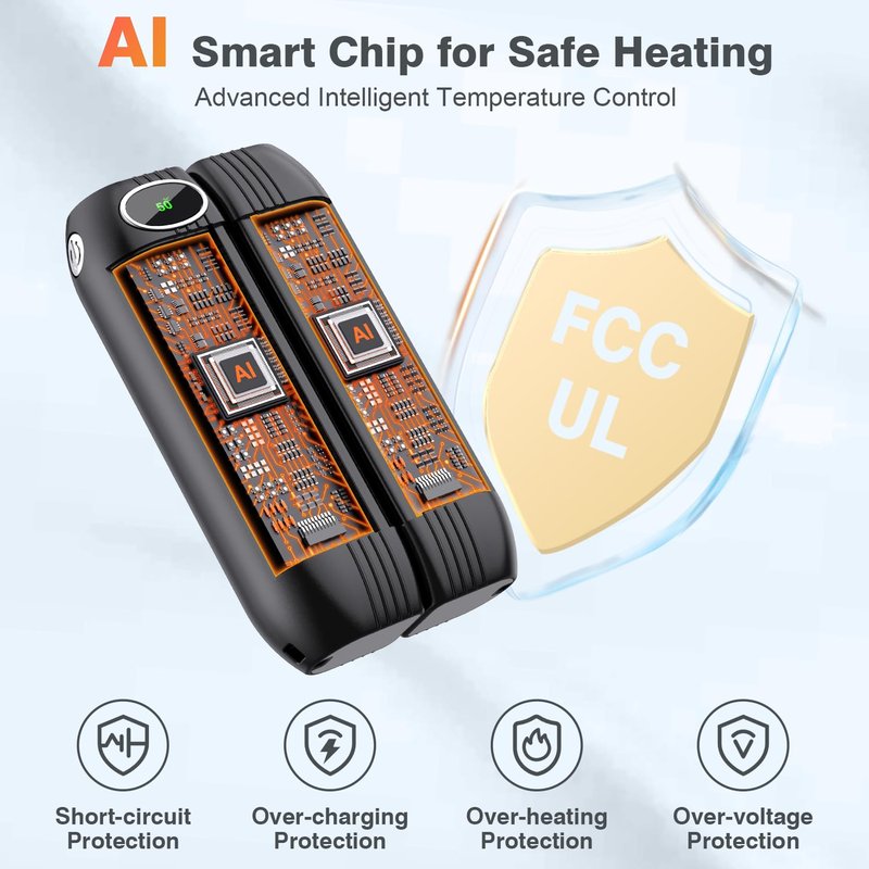 Hand Warmers Rechargeable 2 Pack, AI Smart Chip 20Hrs Long Safe Heat, 2s Fast Heating Up to 140℉, Portable Pocket Heater, Warm Gifts for Christmas, Outdoor, Golf, Hunting, Camping Accessories