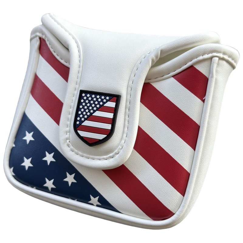 US Flag Golf Square Mallet Putter Head Cover Putter Headcover Magnetic Premium Synthetic Leather Patriotic Golf Club Cover for Men Golfer