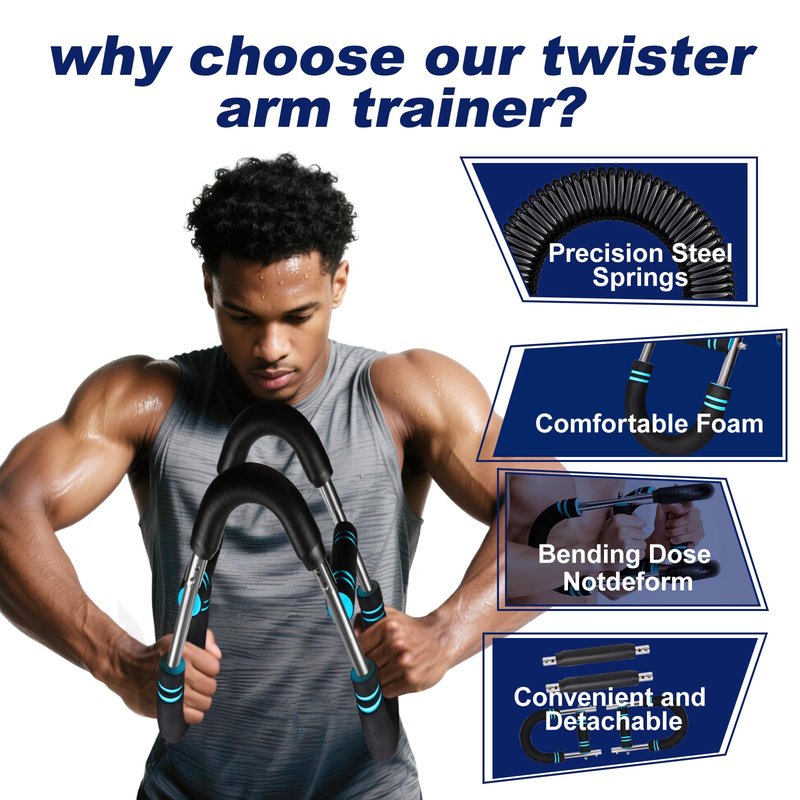 Pro-Grade Twister Arm Trainer- 30-100lb Arm Chest Exerciser with 4 Spring for Men & Women, Portable Adjustable Resistance Chest Workout Equipment with Anti-Slip Grips for Home Gym Strength Training