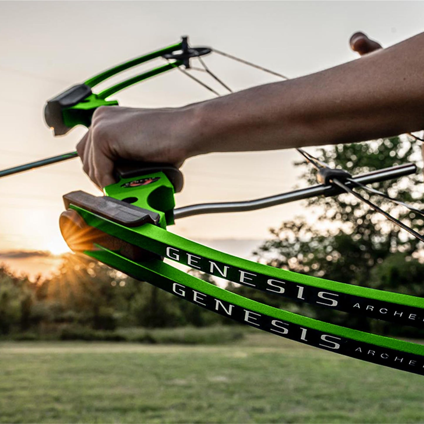 Genesis Archery Original Compound Bow with Adjustable Riser, 15"-30" Draw Length, 10-20 lb Draw Weight, All Skill Levels, Draw Hand - Right, Green