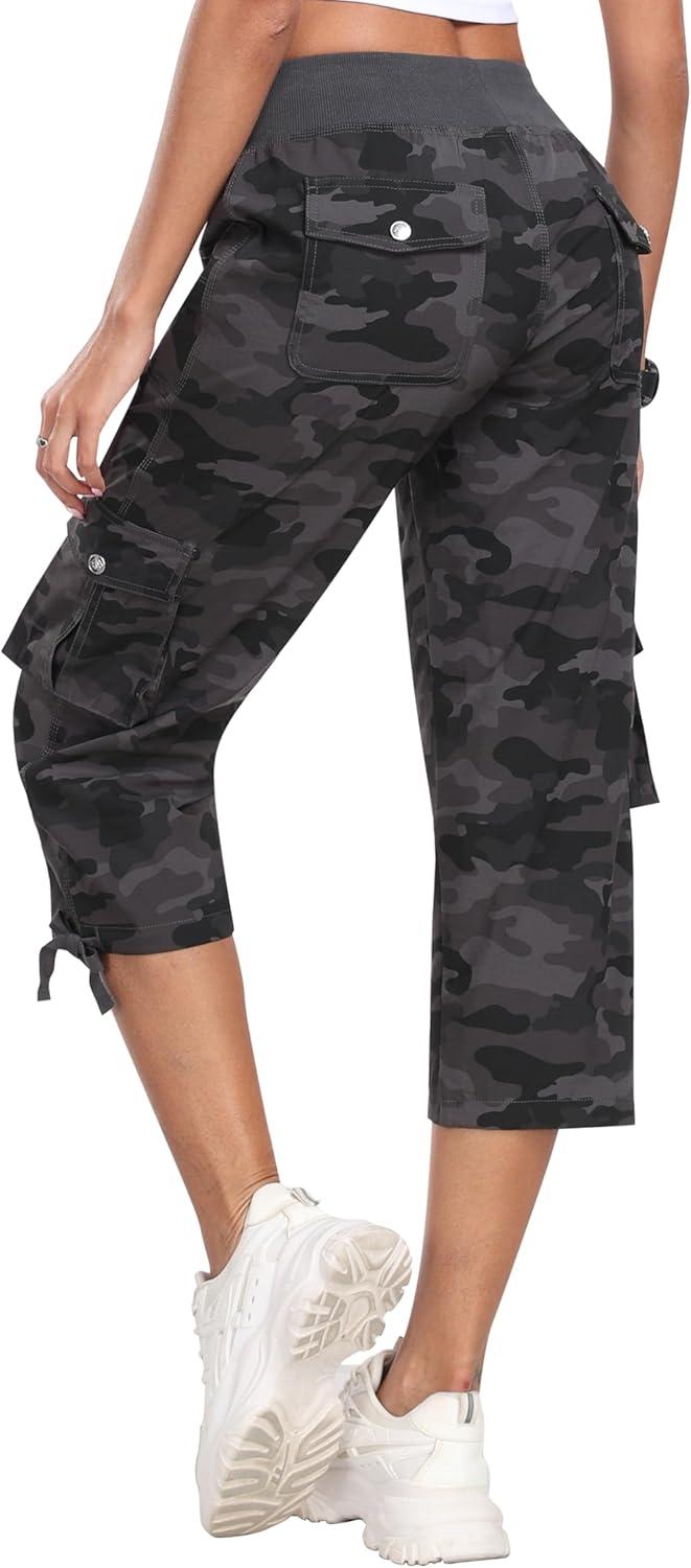 Women's Cargo Capris Hiking Pants - Lightweight Quick-Dry Outdoor Athletic Travel | Comfy with Pockets