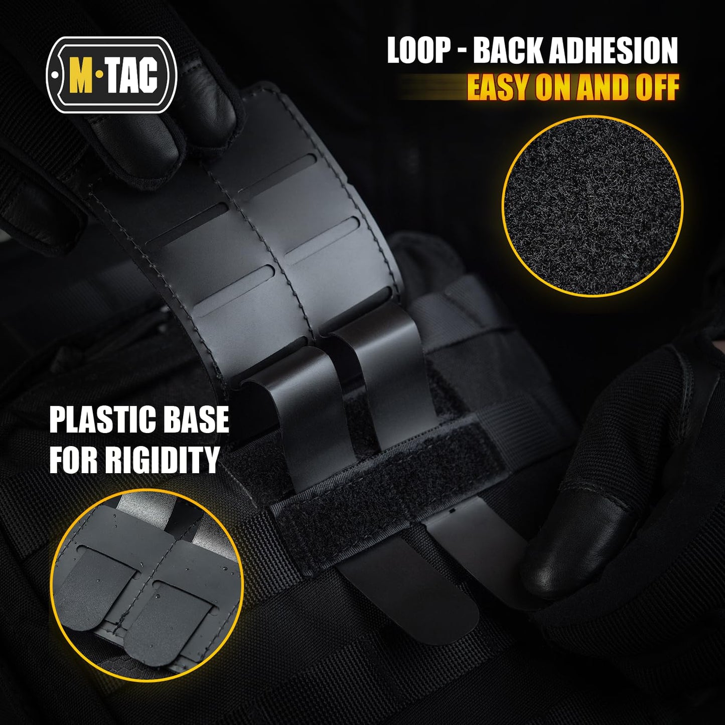M-Tac Loop Tactical Morale Patches Board Molle Attachment 3.1 x 5.2 inch (Black)