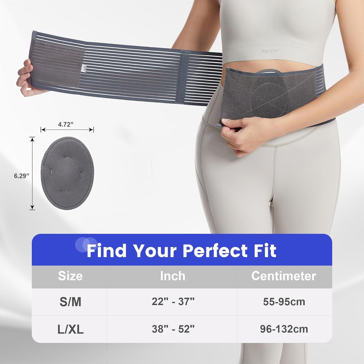 gagaiuco Umbilical Hernia Belt for Men and Women - Hernia Support for Men with 2 Compression Pad (inguinal, femoral, incisional) - Abdominal Binder Post Surgery and Postpartum （S/M）