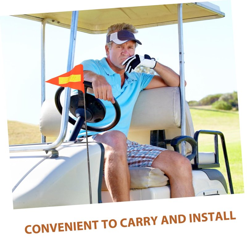 Beatifufu Reflective Golf Cart Safety Flag Telescopic Pole Orange Triangle Flag for Wheelchair and Golf Cart Accessories High Visibility Safety