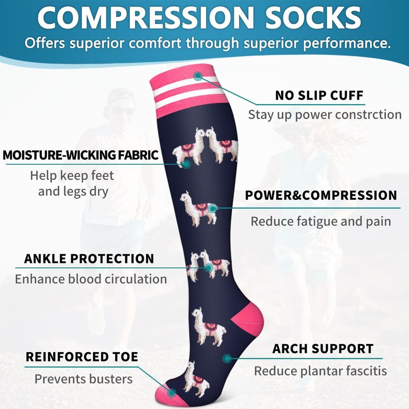 Copper Compression Socks for Women & Men - 6 Pack for Medical, Running, Nursing & Athletic Support