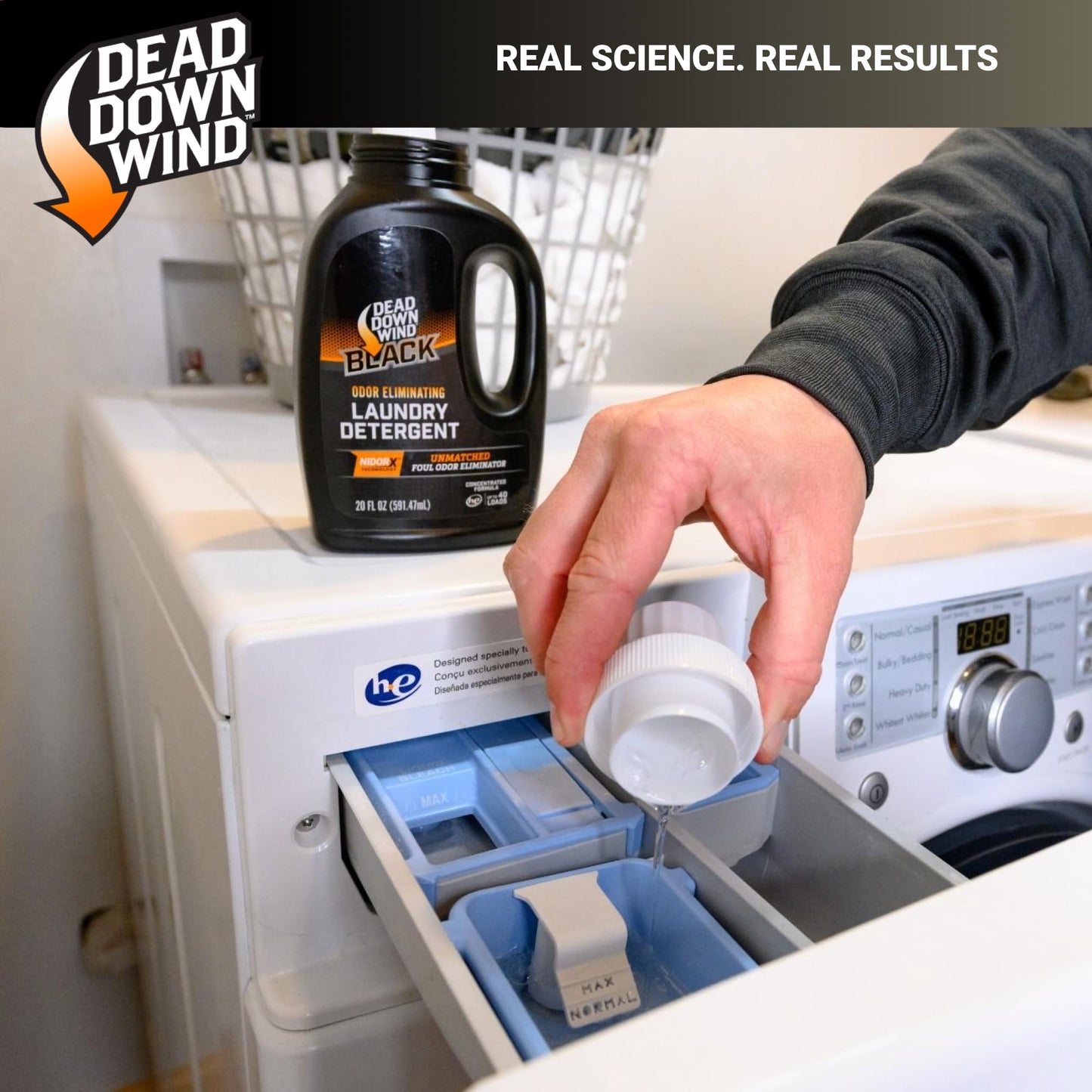 DEAD DOWN WIND BLACK Premium Unscented Laundry Detergent (20 Oz) - Scent Eliminating Liquid Detergent for Clothing and Gear - Durable Hunting Scent Eliminators - Advanced Hunting Gear