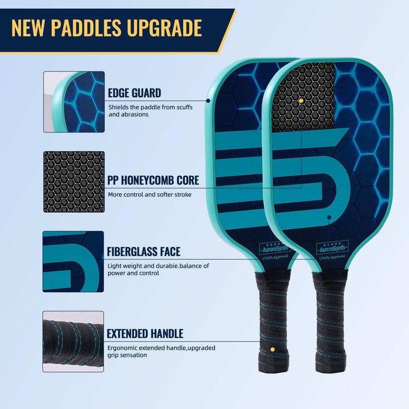 AuroraSynth Portable Pickleball Net Set with Wheels, 22 x 3ft Regulation Size Pickle Ball Net with Ball Collector, 4 Pickle Balls, 4 Pickleball Paddles, Carry Bag for Backyards, Driveway, Garage