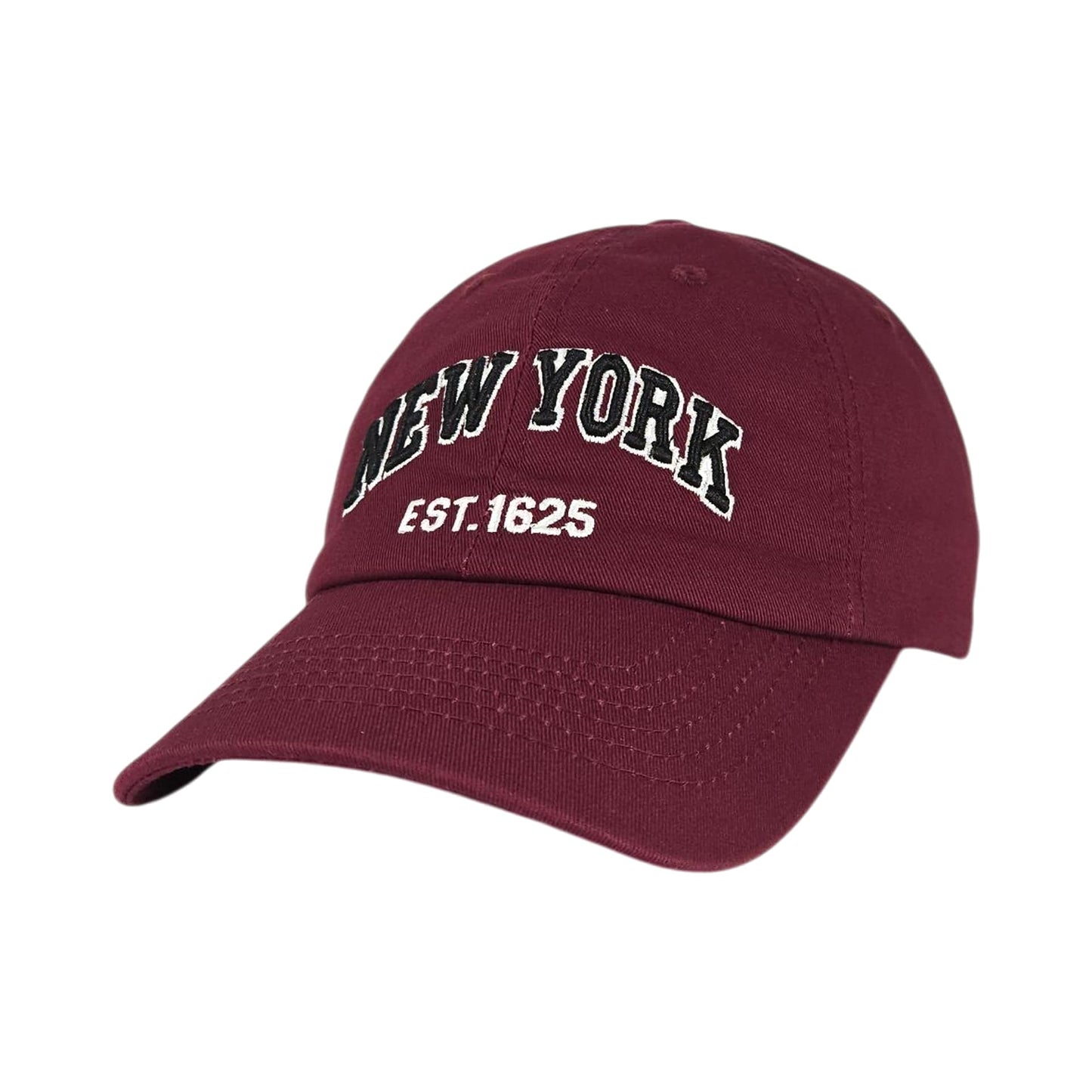 E BY ELIDAN New York Dad Hat – Embroidered NEW YORK EST.1625 Cotton Cap, Adjustable Metal Buckle Strap, Unstructured Low-Profile NY Baseball Cap for Men & Women Burgundy