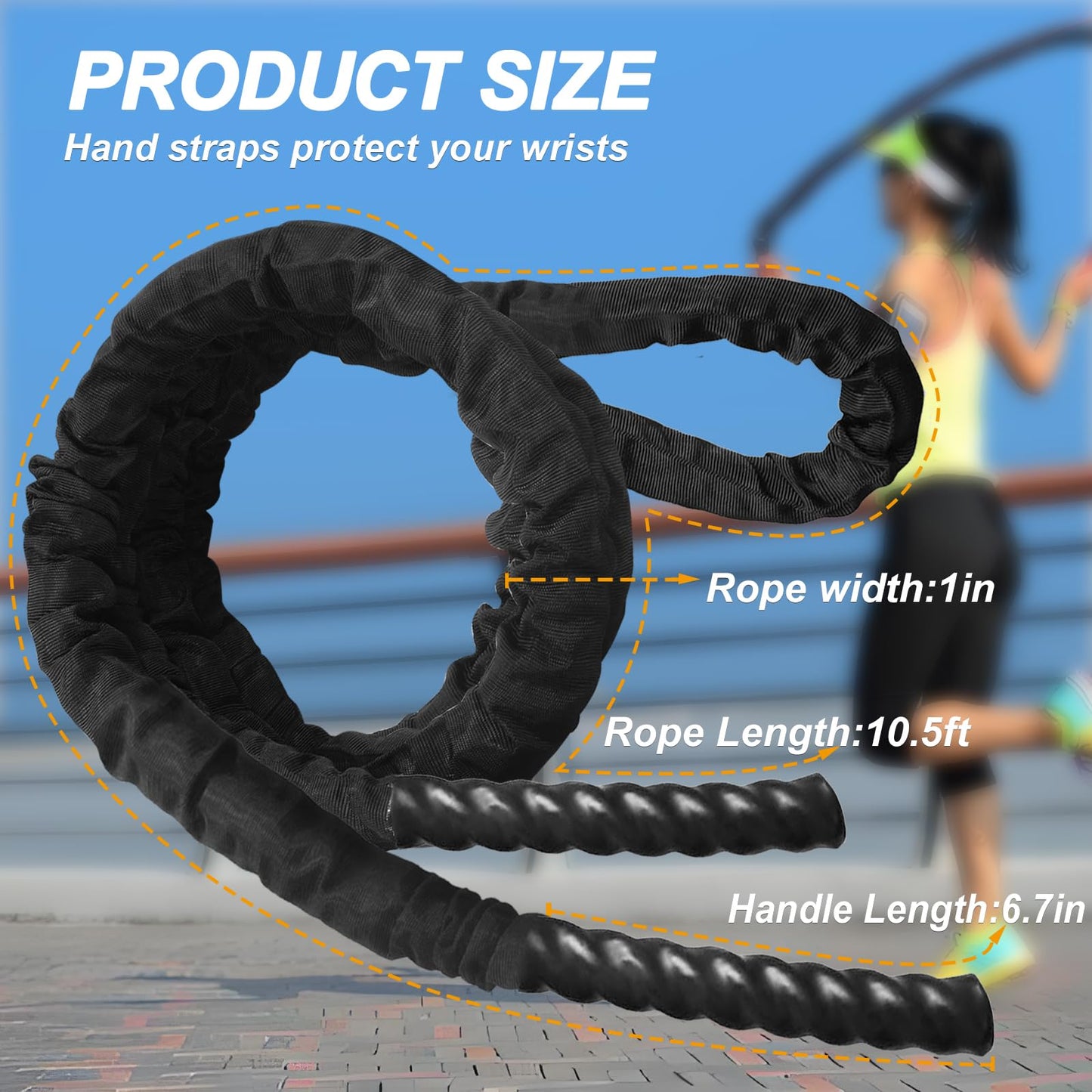 Weighted Jump Rope, Heavy Jump Rope, Exrecise Rope, 2.8 lb 1inch Dia 10.5ft Workout Rope, Battle Rope,Jump Rope for Fitness, Jump Ropes for Home Workout,Weighted Jump Rope for Men Women