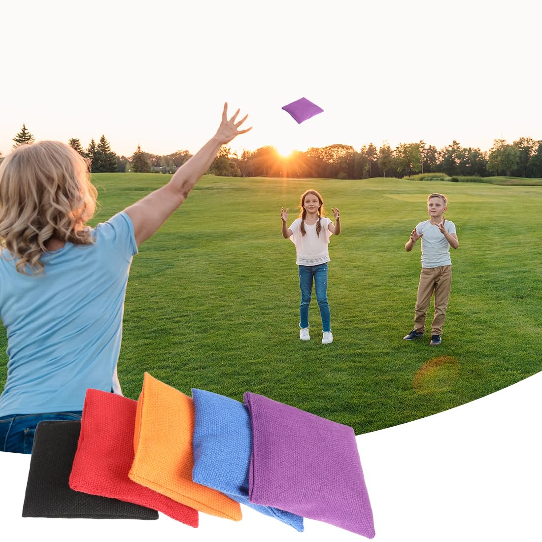 Bean Bags for Tossing 10 Pcs Nylon Cornhole Hand Toss Games for Classroom Backyard and Family Activities