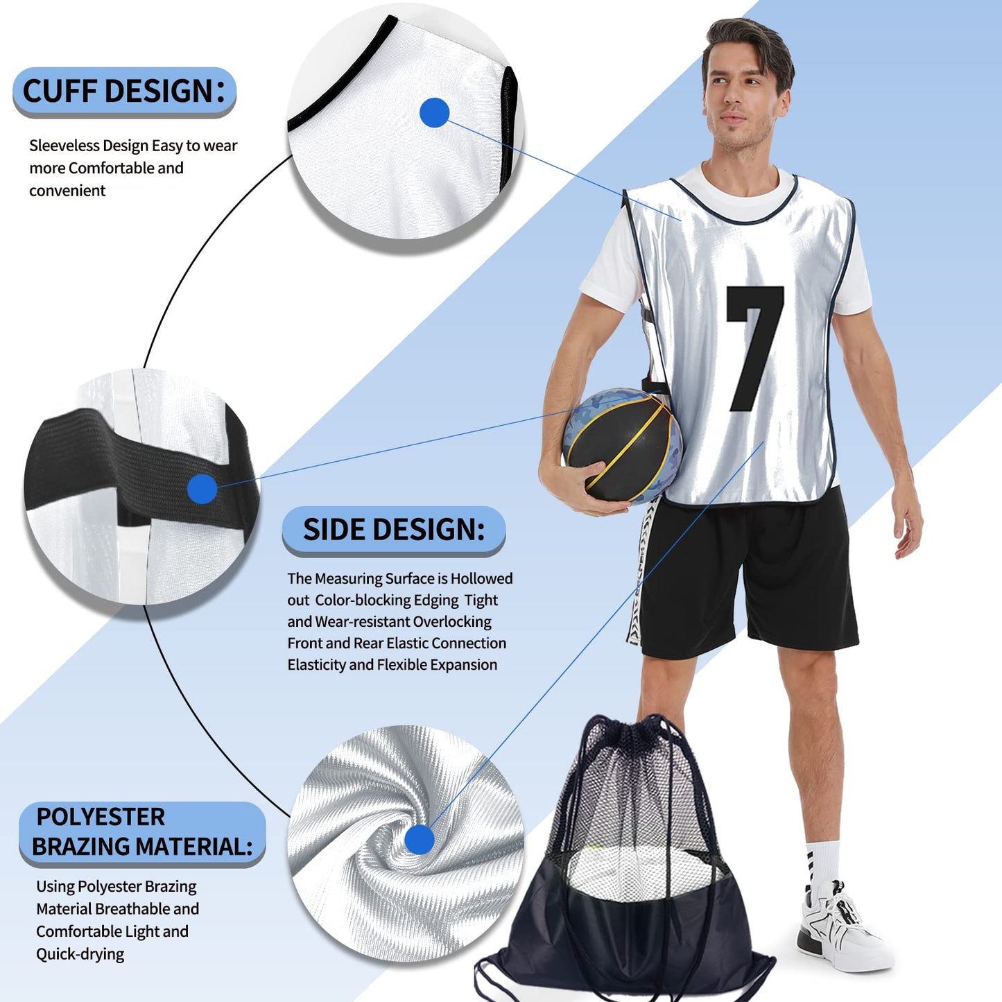 PULUOMASI 12 Pcs Team Sports Pinnies for Youth,Numbered Practice Jerseys