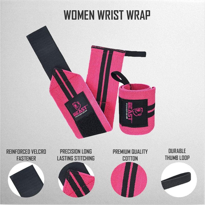 Gym Wrist Wraps for Weightlifting - Improved Lifting Support & Stability | 14" Premium Quality Hand Wraps with Thumb Loop