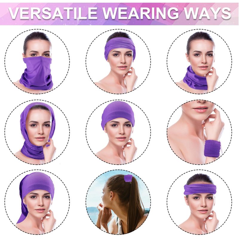 Didaey 60 Pcs Neck Gaiter Bulk for Men Women Balaclava Face Mask Coverings Seamless Headwear Bandana UV Protection Neck Scarf(Solid Pattern)