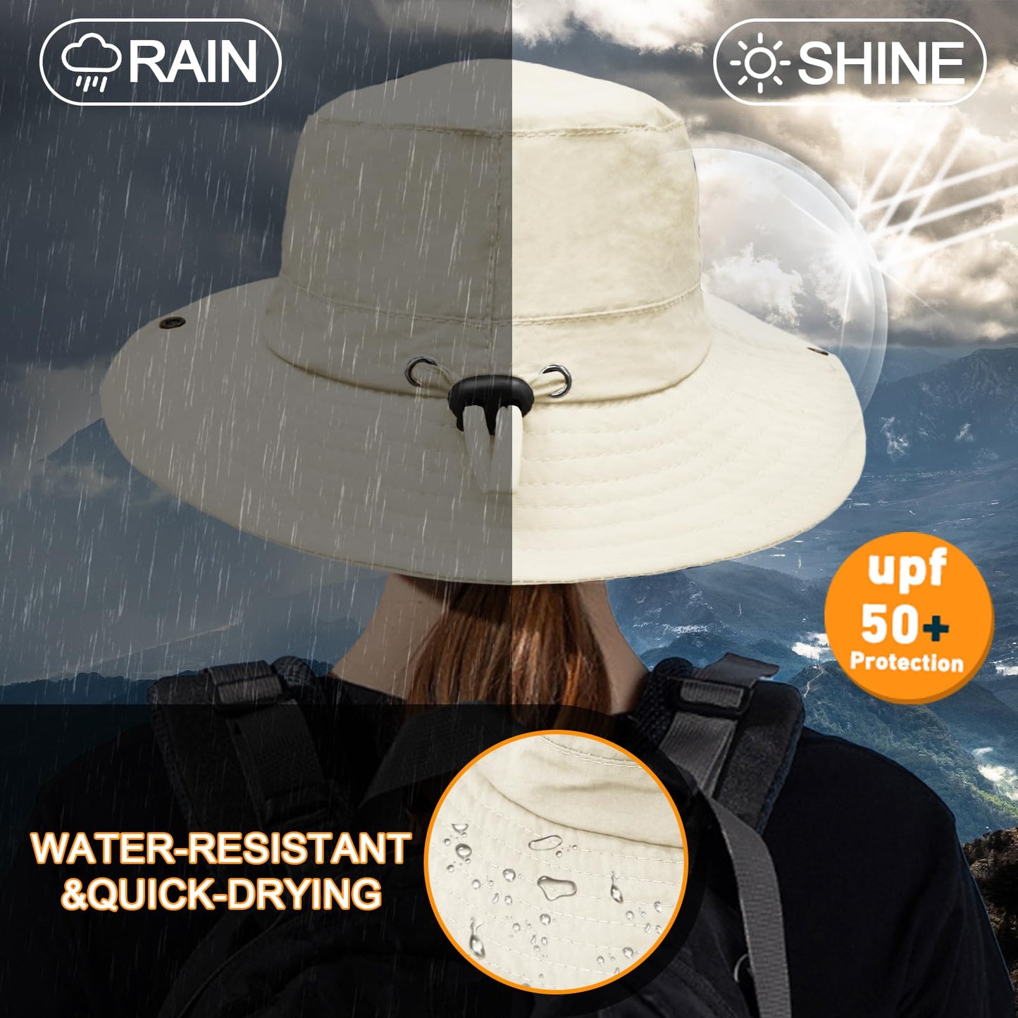 Sun Hats for Men Women Fishing Hat UPF 50+ Quick Dry Foldable Bucket Hat Adjustable Safari Hat for Beach Hiking