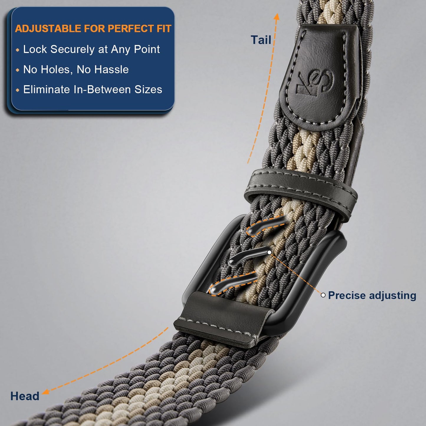 KEMISANT Men's Golf Belt Nulti-pack, Braided Woven Stretch Belt for Gift Men Casual Jeans Sports Work 1 3/8"(Gray/Creamy White,30"-34" Waist Adjustable)