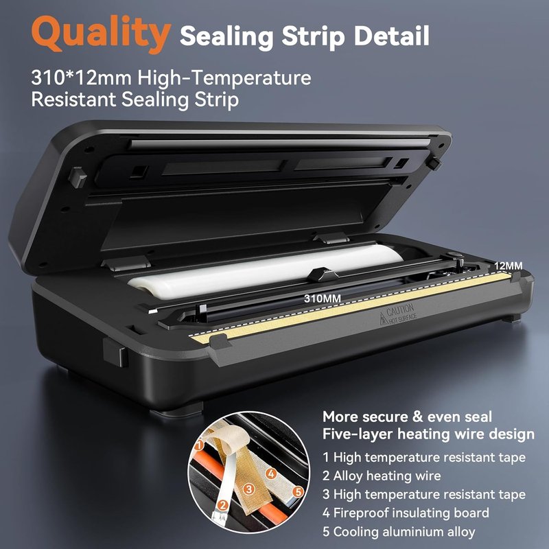 Vacuum Sealer Machine - 8-in-1 Food Sealer with Automatic Dry/Moist Modes & Built-in Cutter | Includes 2 Roll Bags & 11 Vacuum Bags