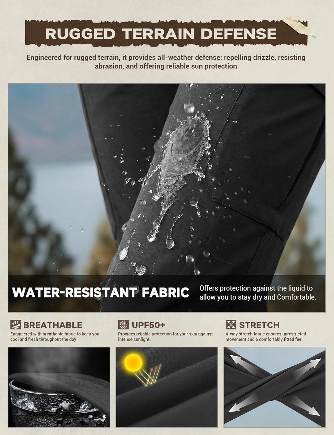 Women's Hiking Pants - Lightweight Quick Dry Water Resistant Cargo Travel Pants | All Seasons, Summer Use