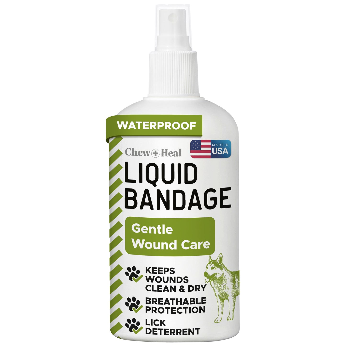 Liquid Bandage for Dogs 4oz Waterproof Spray - Dog Wound Care with Aloe for Cuts, Scrapes, Hot Spots & Paw Injuries - Alcohol-Free, Safe if Licked, Made in USA | Chew + Heal