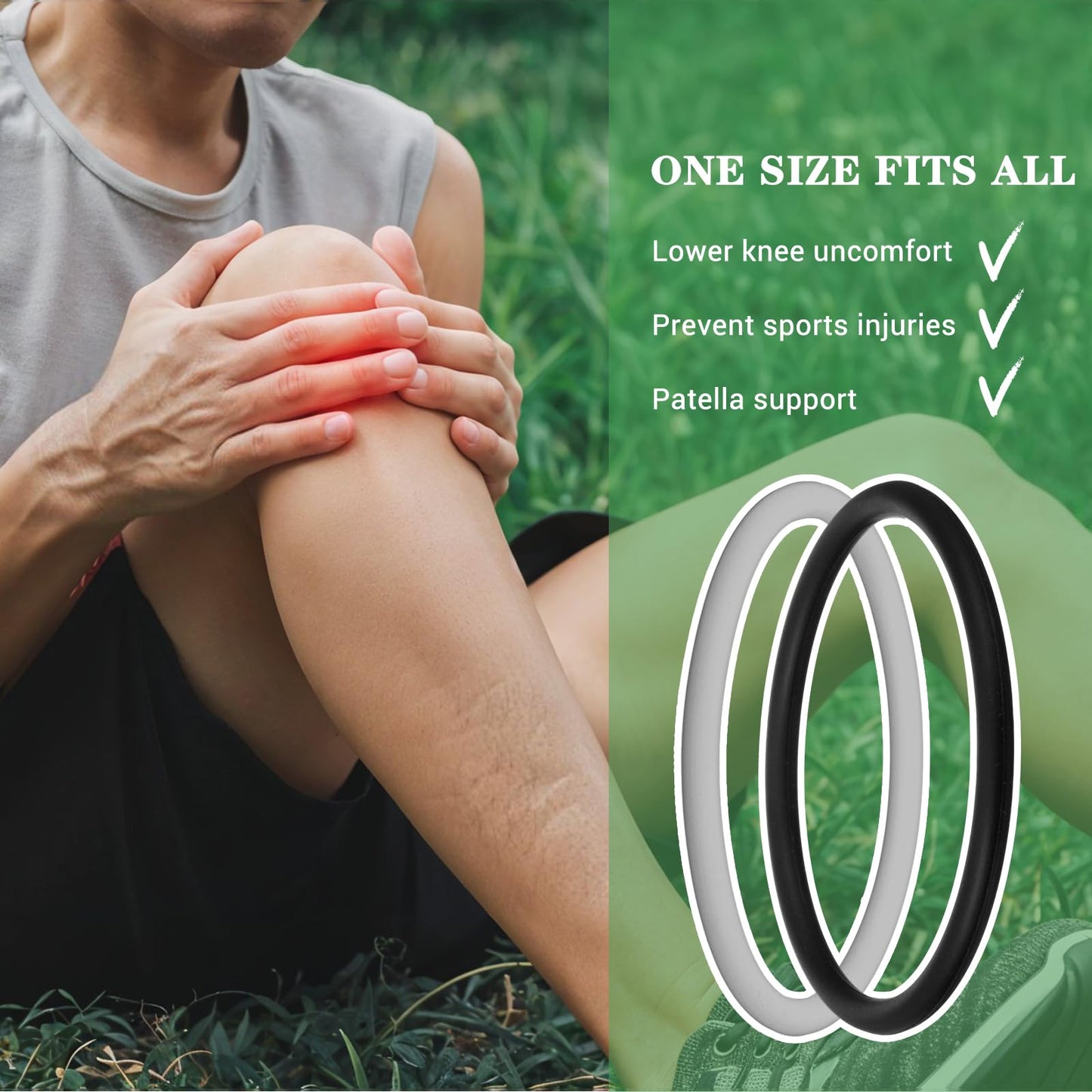 LXUEJIE 8pcs Patella Bands, Patellar Tendon Support Strap for Knee Pain Relief, Silicone Patellar Tendon Knee Strap for Men & Women in Basketball, Soccer, Running, Hiking Sports