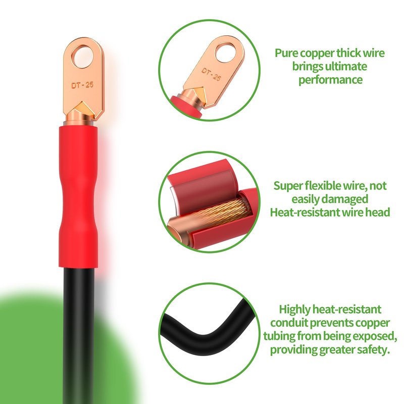 10L0L Golf Cart Battery Cables 48V for Club Car Precedent 2008-Up, 4 Gauge Pure Copper, 5-Piece Wire Set