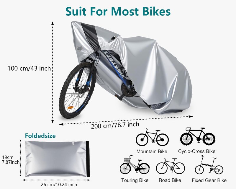 DS. DISTINCTIVE STYLE Waterproof Bike Cover for Outdoor Bicycle Storage with Lock Hole UV Protection for Mountain Road Electric Bikes
