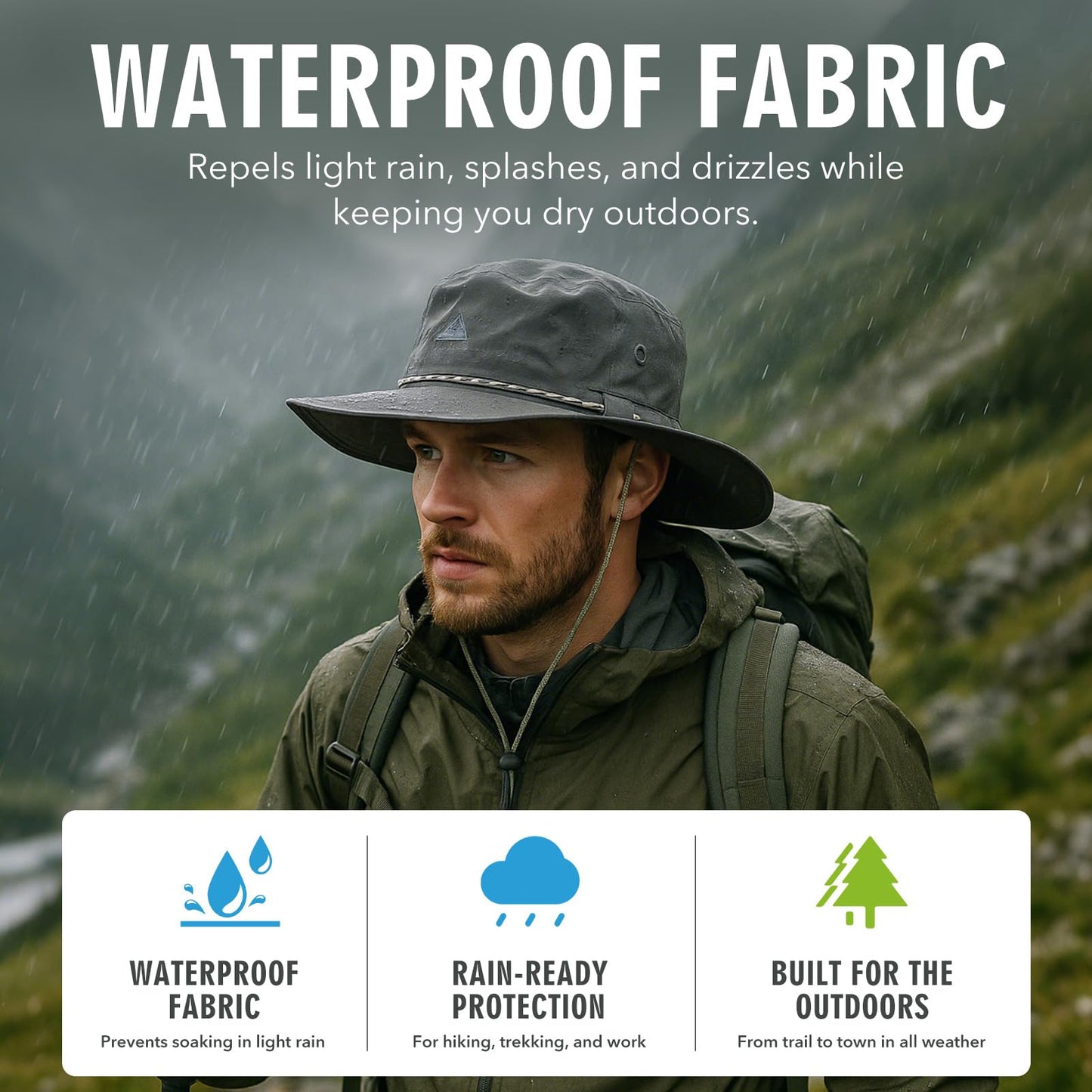 TOP-EX XL/XXL Mens Waterproof Sun Hat UV Protection Wide Brim Bucket Hat for Summer Travel Fishing Hiking Packable & Sunglass Lock Beige XL 62 63