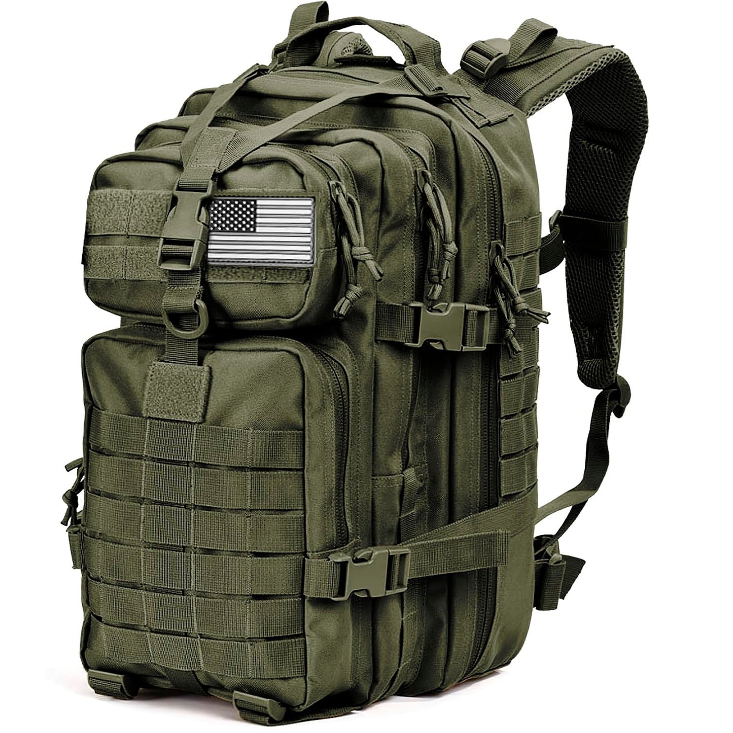 Tru Salute 45L Military Tactical Backpack Large Army 3 Day Assault Pack Molle Bugout Bag Rucksack (Amy Green)