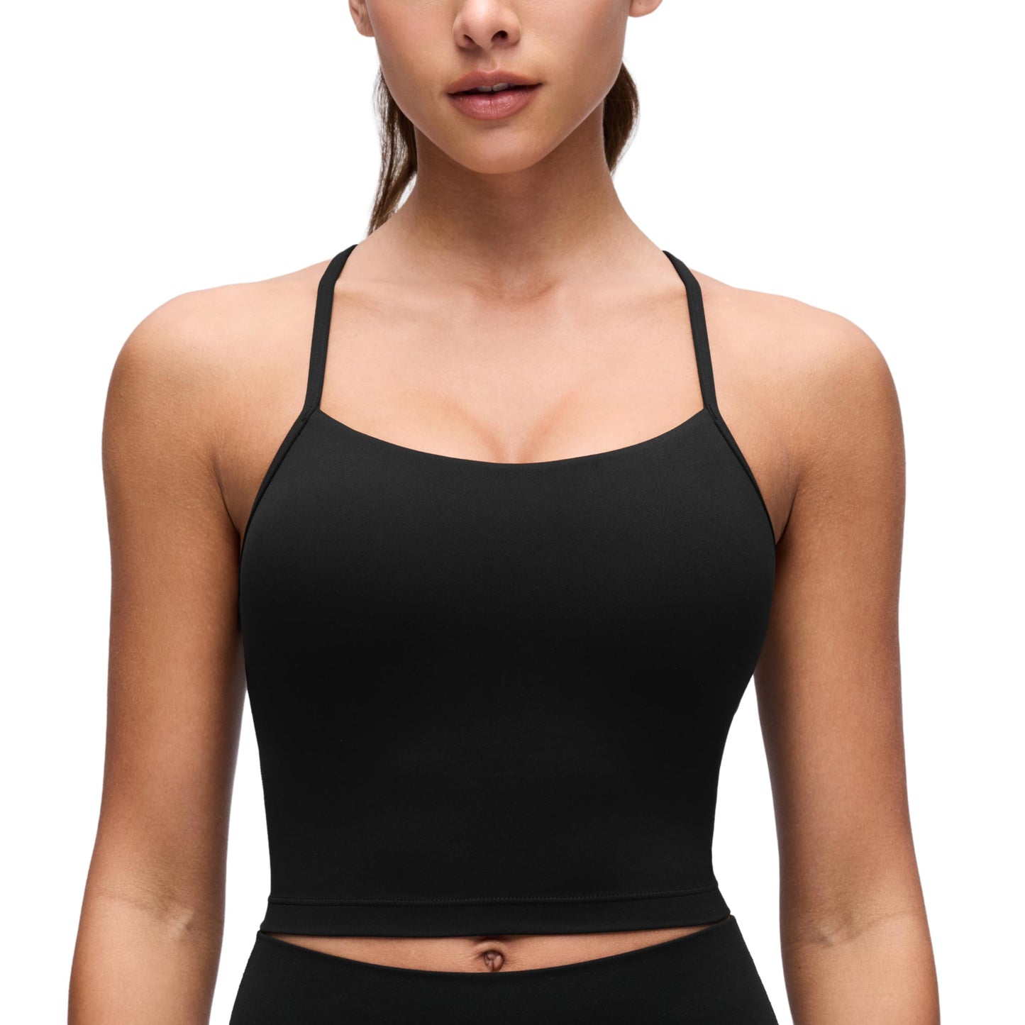 CRZ YOGA Butterluxe Y Back Crop Tank Tops Black Small