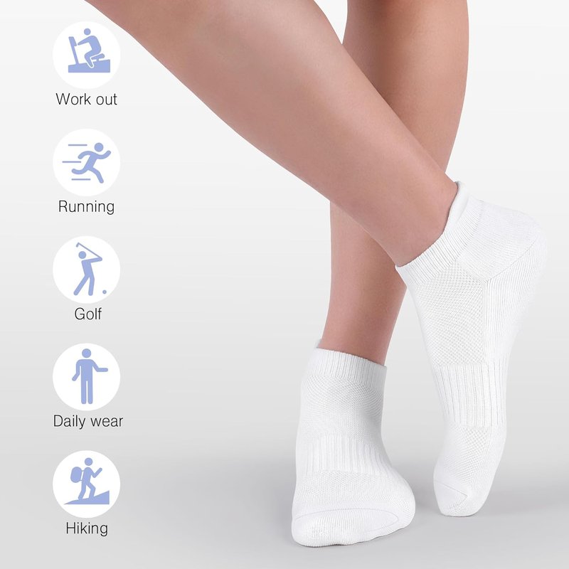Ankle Athletic Running Socks - Breathable Cushioned Low Cut Sports Socks for Men & Women | 6 Pairs