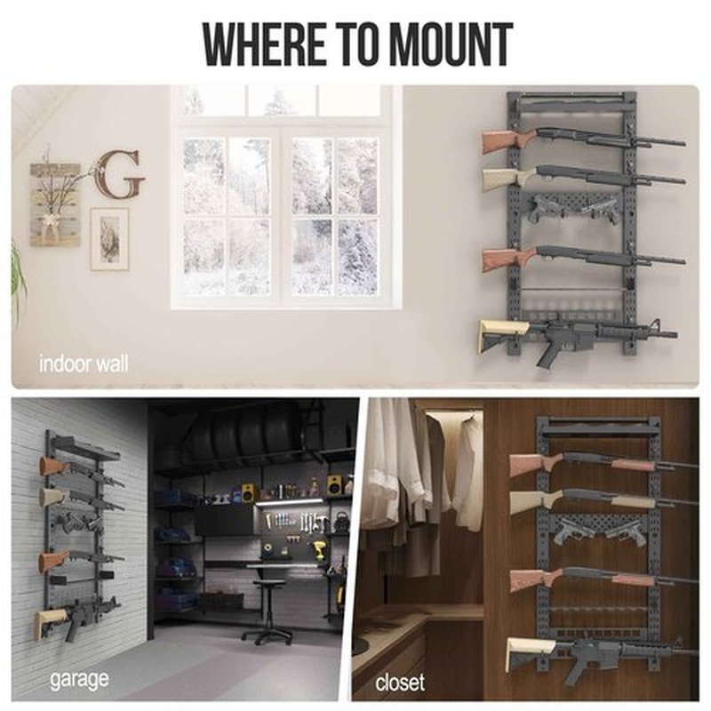 ONETIGRIS Gun Rack Wall Mount,Indoor Gun Rack for Wall with Shelf Horizontal and 1 Removable Gun Accessories Tray